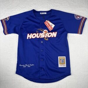 Men's Houston Black Eagles Negro League Jersey Head Gear Classics Royal Blue Med